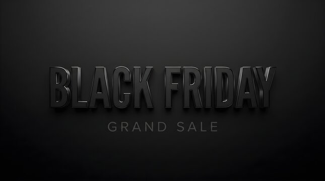 Black friday grand sale text promotion on dark background with bokeh lighting, marketing