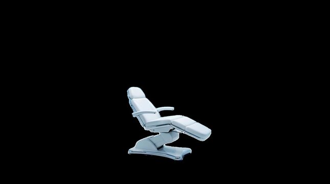 White medical examination chair isolated on black background