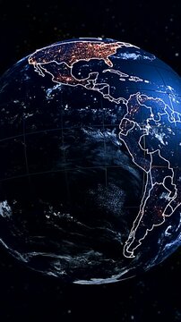 3D Planet Earth Flyover Revealing Bolivia and South America Territorial Borders Vertical