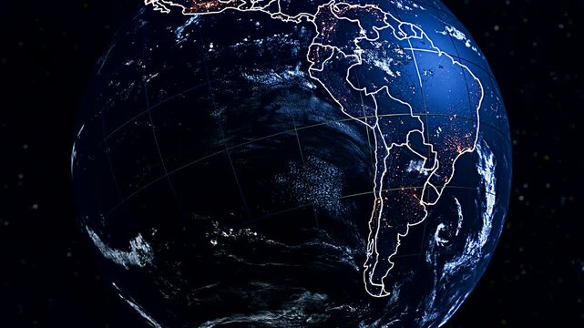 3D Satellite Globe Perspective Showcasing Uruguay and South America Boundaries Widescreen