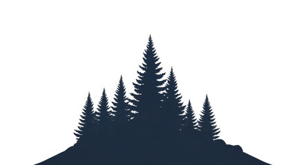 Obraz premium Minimalist Black Silhouette of Pine Forest on White Background