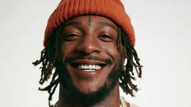 Young man smiling happy face