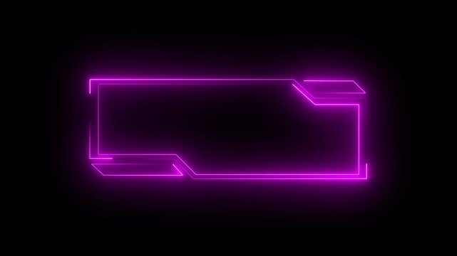Pink Neon Futuristic Frame or HUD Element on Black Background image photo