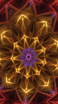 Luminous Golden Fractal Kaleidoscope Animation Generative AI