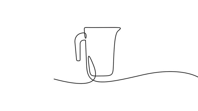 Water pitcher continuous line drawing animation for kitchen and beverage concepts. Water pitcher line art animation for kitchen and drink concepts.