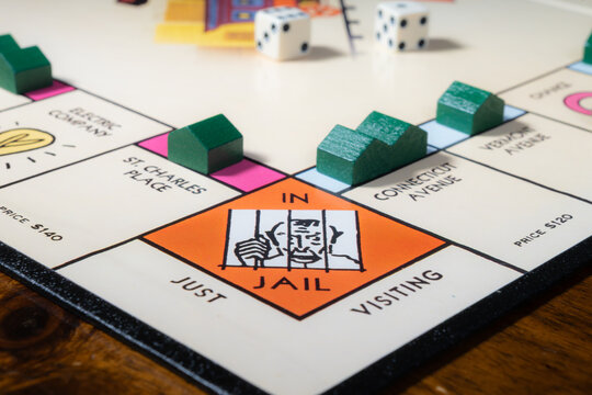 Low-Angle View of Monopoly Jail Corner
