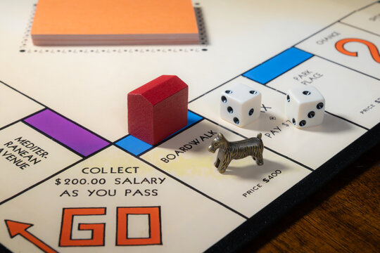 Monopoly Scottie Dog Token and Hotel Near Boardwalk