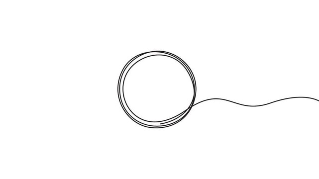 Circle line art animation video of a continuous geometric shape drawing concept. 