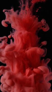 Red Ink Clouds Diffusing in Black Water Generative AI