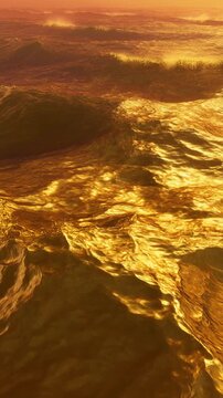 Golden Ocean Waves with Shimmering Reflections Generative AI