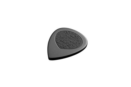 Black textured guitar pick with rounded triangular shape