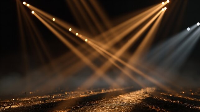 Stage lighting with smoke effect creating dramatic atmosphere