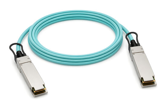 Active Optical Cable (AOC) for Data Center Isolated on White Background