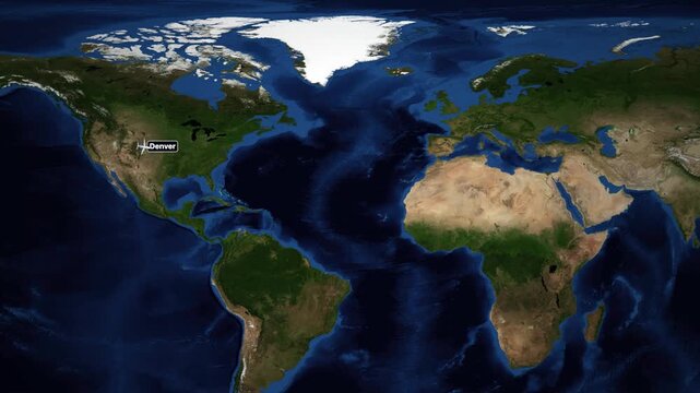 Animated Flight Route Map from Denver to Istanbul Across the Atlantic