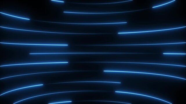 Neon lights blinking lines moving animation. Seamless loop animation of glowing neon line. 4k animation Horizontal glowing colorful neon line animation video.