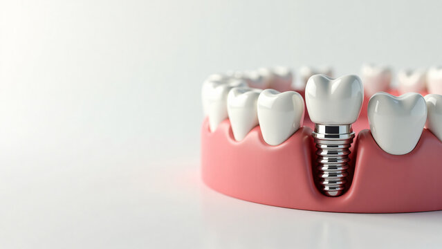 Dental Implant Adjacent to Natural Teeth for Medical Illustration
