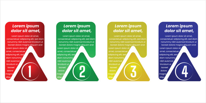 Creative Triangle Infographic Template with 4 Steps, Business Workflow, Process Diagram, Presentation and Colorful Vector Design