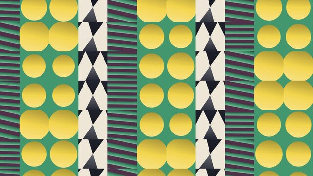 Seamless abstract pattern loop in maroon, green, cream - elegant animated 4K motion background for video editing, social media and presentation