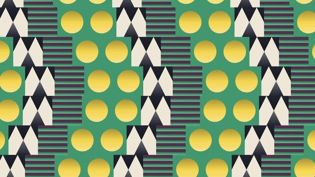Seamless abstract pattern loop in maroon, green, cream - decorative animated 4K motion background for video editing, social media and presentation