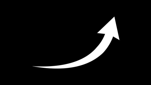 White curve arrow icon on transparent background.Arrow icon animation for your web site design, logo, app, UI. arrow indicated the direction symbol.