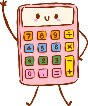 Back to School Supply Calculator Cartoon Character Hand Drawn
