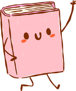 Back to School Supply Book Cartoon Character Hand Drawn