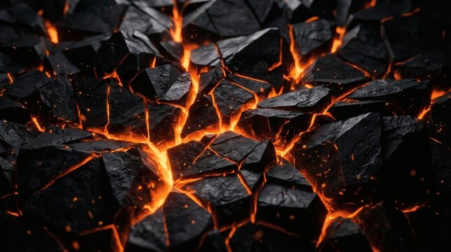 Molten lava background with cracks and glowing orange light volcanic eruption theme.