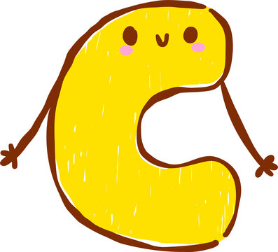 Back to School Supply Letter C Cartoon Character Hand Drawn