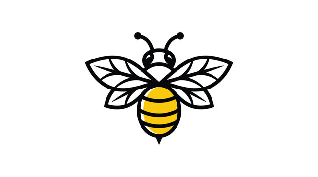 A minimalist yellow and black bee icon featuring clean bold lines and a simple flat graphic design artistic style