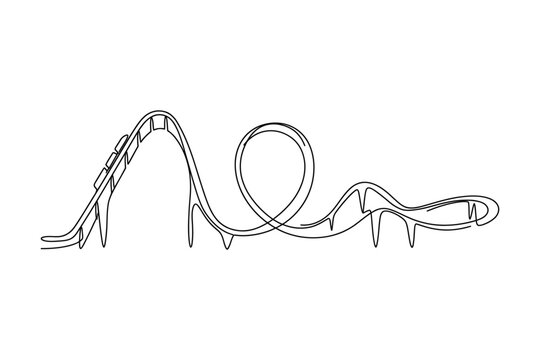 A continuous line drawing of a roller coaster ride.