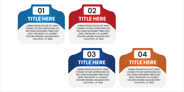 Four Step Curved Paper Fold Infographic Template with Numbered Tabs Modern Business Process Layout for Corporate Presentation Workflow and Information Design