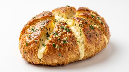 Fototapeta premium Delicious Korean style cream cheese garlic bread isolated on white background.