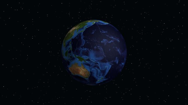 Earth Zoom Animation Rotating from Space to Dalian China Location