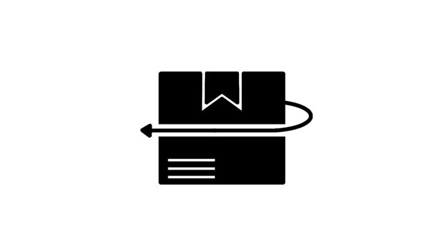 Product recall icon featuring a box and return arrow symbols. Suitable for product withdrawal, quality control, safety, and logistics concepts.