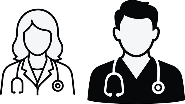 Female And Male Doctor Avatar Icons Vector Illustration For Healthcare Hospital And Medical Team Design