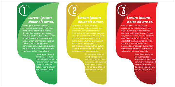 Three step curved vertical infographic template with colorful rounded sections for business workflow presentation process timeline and information visualization