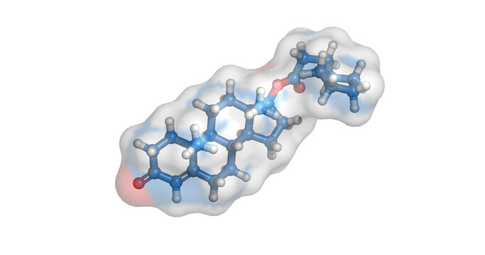 Testosterone cypionate, long-acting androgen ester for hormone replacement therapy, 3D molecule 4K