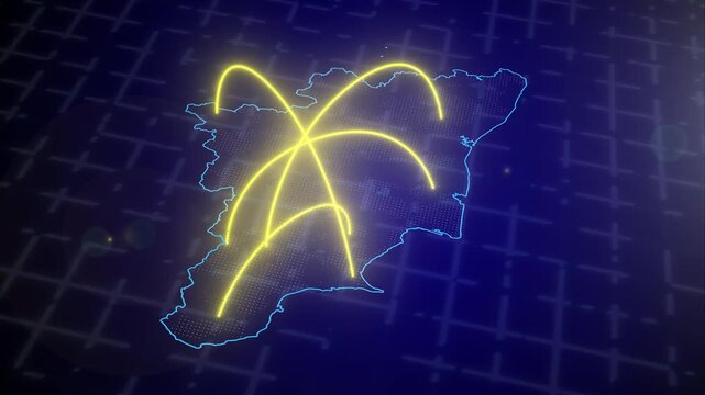 Tamil Nadu TN Digital Futuristic Infographic AI Connect City Intercity Glow Technology Geography Animation Map 4K