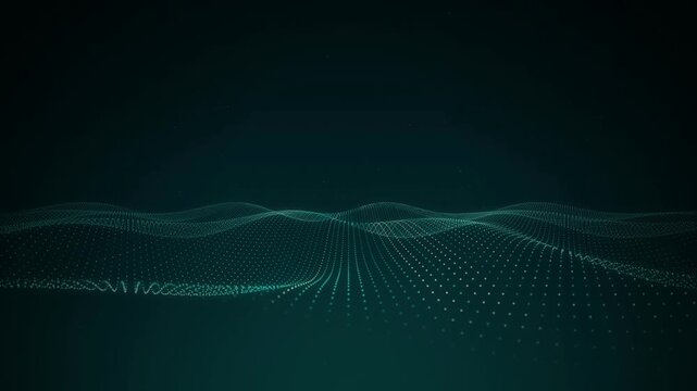 A digital particle wave landscape flows in a seamless loop
