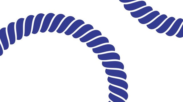 Blue Rope Circle Frame Rotating Motion Background on White Looped Video