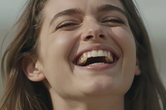 Captures Close Of Individual To In Late Teens Early Twenties Person Fair Skin Long Brown Hair Tousled By Wind Prominent Cheekbones Eyes