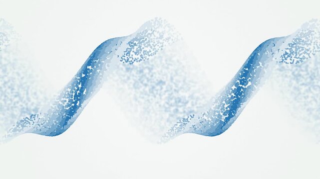 A glowing double helix of tiny particles flows in a seamless loop