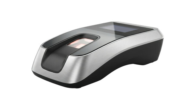 Fingerprint Scanner Device: A modern biometric fingerprint scanner, sleek in design and technologically advanced, ready for secure identification and authentication processes.