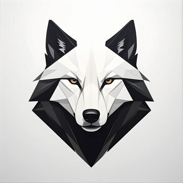 Geometric Wolf Head Low Poly Art Design.