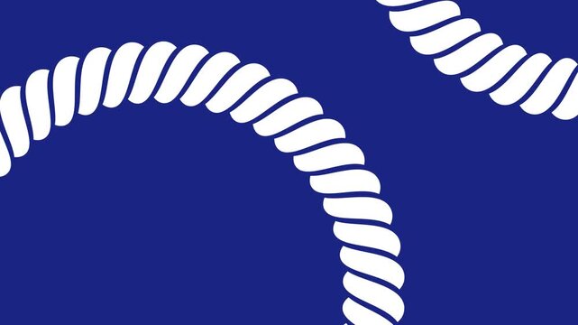 White Rope Circle Frame Rotating Motion Background on Blue Looped Video