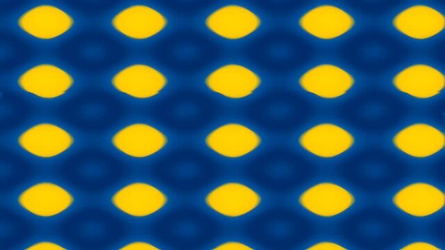 Abstract geometric pattern with yellow ovals on blue background