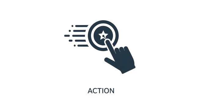 Action icon shows hand clicking target star on white background