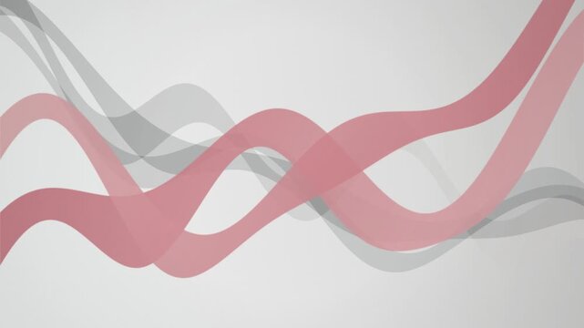 Overlapping rose and gray ribbon waves flow in a seamless loop
