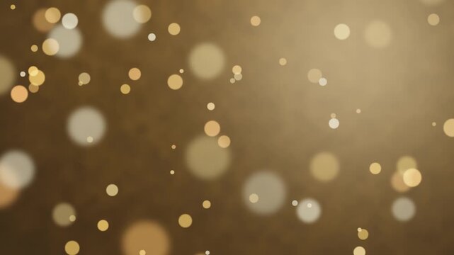 Elegant background features soft golden bokeh lights shimmering against a warm brown texture for a festive atmosphere