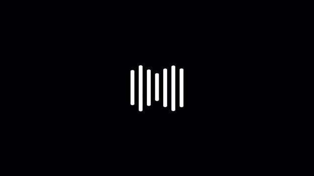 Sound wave animation isolated on transparent background. Audio waveform with frequency animated lines, Sound Wave Animated In alpha channel in 4k video.